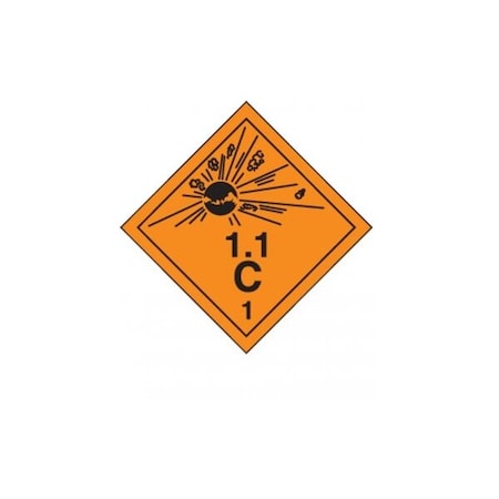 Accuform TDG PLACARD CLASS 1 273MM X 273MM TCP103VP25 TCP103VP25